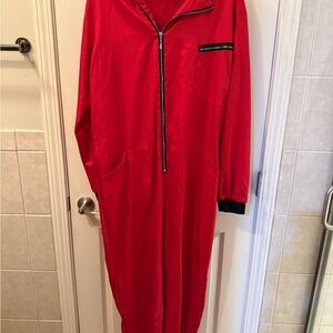 Money Heist Red Zip-Up Jumpsuit with Black Trim